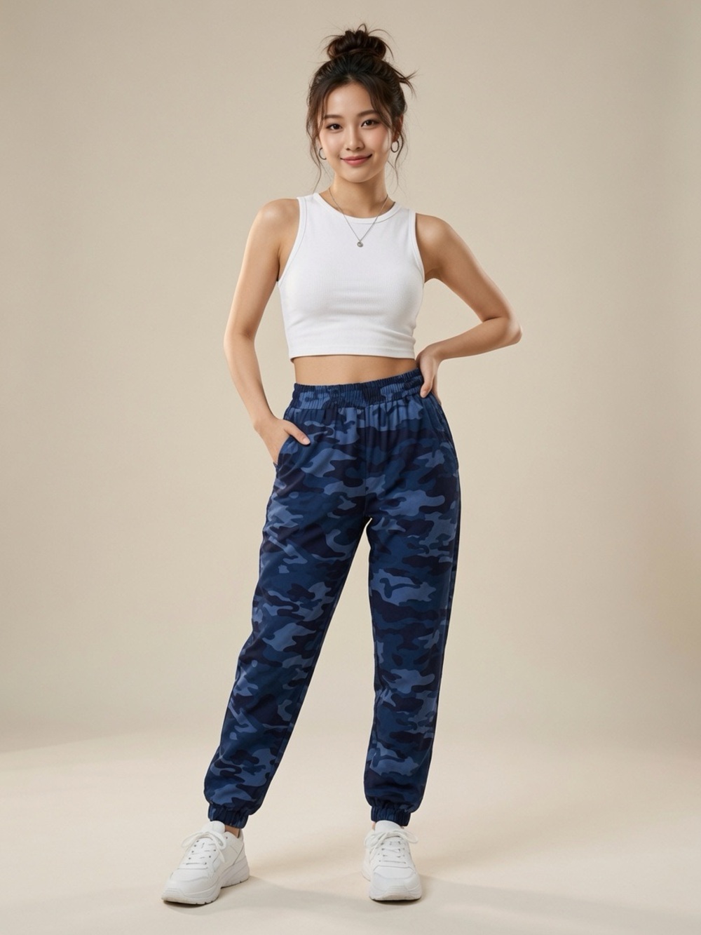 GAP Blue Navy Camo Jogger Track Pants